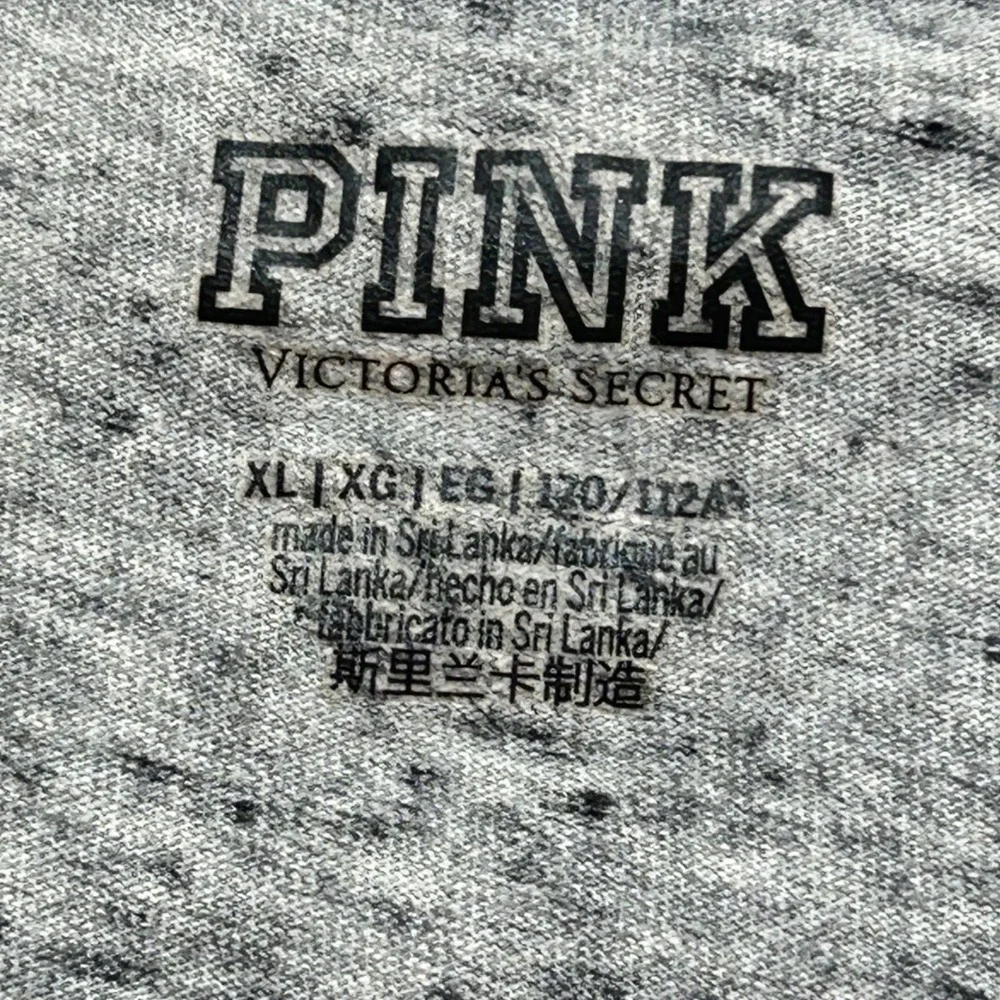 Victoria's Secret PINK Long Sleeve T-Shirt Heather Grey Logo Crew Neck XL - Picture 4 of 8